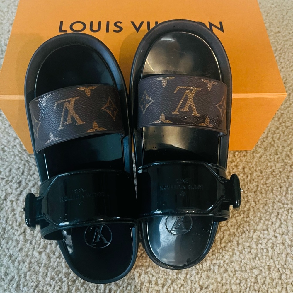 Louis Vuitton Black and Brown Sandals